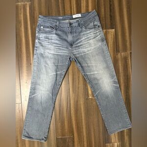 AG The Everett Slim Straight Gray Jeans Denim Plus Sz 36R High Rise Pockets Loop